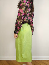 Load image into Gallery viewer, The Bright Green Midi Skirt | Vintage Fink Model straight pencil long midi skirt EU38 UK12 F40 S
