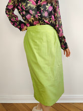 Load image into Gallery viewer, The Bright Green Midi Skirt | Vintage Fink Model straight pencil long midi skirt EU38 UK12 F40 S
