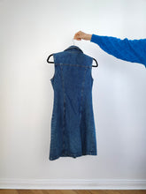 Load image into Gallery viewer, The Morgan Dark Blue Denim Mini dress | Vintage Y2K dark indigo jeans spring summer short sleeveless EU36 S
