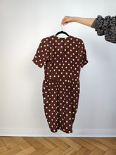 Load image into Gallery viewer, The Burgundy Polka Dot Pattern Dress | Vintage Luciano Scaramucci made in Italy brown red purple dots print midi shirt dress IT42 S
