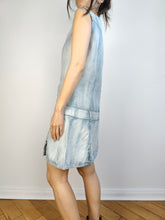 Load image into Gallery viewer, The Wrangler Light Blue Denim Mini dress | Vintage Y2K light white wash jeans spring summer short low waist skirt dress M
