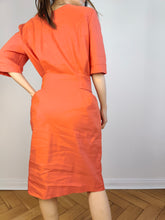 Load image into Gallery viewer, The Linen Orange Plain Belt Dress | Vintage Chiara Boni made in Italy flax linen blend spring summer midi dress M
