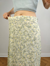 Load image into Gallery viewer, The Light Green Maxi Floral Skirt | Vintage Betty Barclay romantic small flower petit fleur print pattern long maxi length white green M
