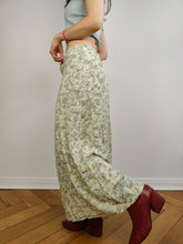 Load image into Gallery viewer, The Light Green Maxi Floral Skirt | Vintage Betty Barclay romantic small flower petit fleur print pattern long maxi length white green M
