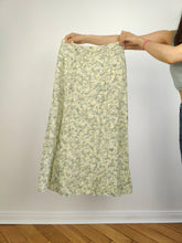 Load image into Gallery viewer, The Light Green Maxi Floral Skirt | Vintage Betty Barclay romantic small flower petit fleur print pattern long maxi length white green M
