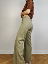 Load image into Gallery viewer, The Sage Green Wide Leg Pants | Vintage San Remo khaki olive green mid waist trouser XS
