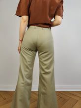 Load image into Gallery viewer, The Sage Green Wide Leg Pants | Vintage San Remo khaki olive green mid waist trouser XS
