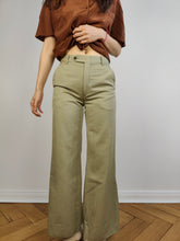 Load image into Gallery viewer, The Sage Green Wide Leg Pants | Vintage San Remo khaki olive green mid waist trouser XS
