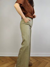 Load image into Gallery viewer, The Sage Green Wide Leg Pants | Vintage San Remo khaki olive green mid waist trouser XS
