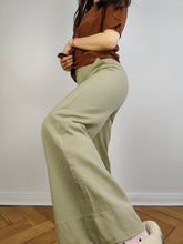 Load image into Gallery viewer, The Sage Green Wide Leg Pants | Vintage San Remo khaki olive green mid waist trouser XS
