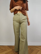 Load image into Gallery viewer, The Sage Green Wide Leg Pants | Vintage San Remo khaki olive green mid waist trouser XS
