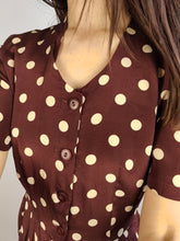 Load image into Gallery viewer, The Burgundy Polka Dot Pattern Dress | Vintage Luciano Scaramucci made in Italy brown red purple dots print midi shirt dress IT42 S

