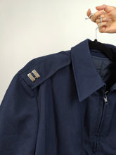 Load image into Gallery viewer, The Navy Blue 2-in-1 Bomber Jacket | Vintage wool blend plain short coat dark blue vest S

