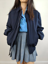 Load image into Gallery viewer, The Navy Blue 2-in-1 Bomber Jacket | Vintage wool blend plain short coat dark blue vest S
