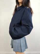 Load image into Gallery viewer, The Navy Blue 2-in-1 Bomber Jacket | Vintage wool blend plain short coat dark blue vest S
