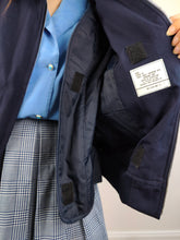 Load image into Gallery viewer, The Navy Blue 2-in-1 Bomber Jacket | Vintage wool blend plain short coat dark blue vest S
