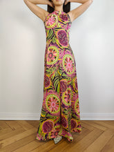Load image into Gallery viewer, The Tropical Maxi Print Dress | Vintage second hand pink green yellow pattern summer spring long maxi dress XS
