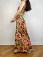 Load image into Gallery viewer, The Tropical Maxi Print Dress | Vintage second hand pink green yellow pattern summer spring long maxi dress XS
