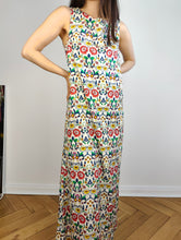 Load image into Gallery viewer, The White Cream Floral Pattern Dress | Vintage second hand flower petit fleur print summer spring long maxi dress S
