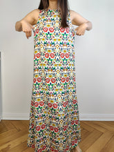 Load image into Gallery viewer, The White Cream Floral Pattern Dress | Vintage second hand flower petit fleur print summer spring long maxi dress S
