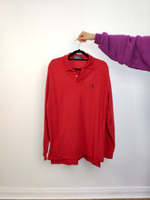 Load image into Gallery viewer, The Ralph Lauren Polo Long Sleeve Red | Vintage cotton polo shirt unisex men L
