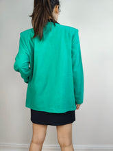 Load image into Gallery viewer, The Turquoise Blazer | Vintage wool turquoise green plain blazer jacket S-M
