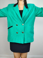 Load image into Gallery viewer, The Turquoise Blazer | Vintage wool turquoise green plain blazer jacket S-M
