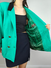 Load image into Gallery viewer, The Turquoise Blazer | Vintage wool turquoise green plain blazer jacket S-M
