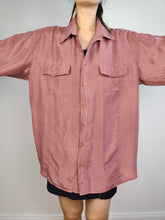 Load image into Gallery viewer, The Silk Mauve Pink Short Sleeve Blouse | Vintage 90s McKay 100% silk plain shirt unisex men 41/42 L
