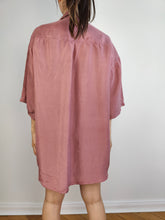 Load image into Gallery viewer, The Silk Mauve Pink Short Sleeve Blouse | Vintage 90s McKay 100% silk plain shirt unisex men 41/42 L
