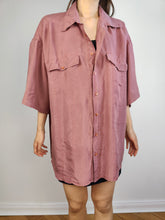 Load image into Gallery viewer, The Silk Mauve Pink Short Sleeve Blouse | Vintage 90s McKay 100% silk plain shirt unisex men 41/42 L
