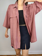 Load image into Gallery viewer, The Silk Mauve Pink Short Sleeve Blouse | Vintage 90s McKay 100% silk plain shirt unisex men 41/42 L

