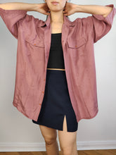 Load image into Gallery viewer, The Silk Mauve Pink Short Sleeve Blouse | Vintage 90s McKay 100% silk plain shirt unisex men 41/42 L
