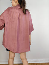 Load image into Gallery viewer, The Silk Mauve Pink Short Sleeve Blouse | Vintage 90s McKay 100% silk plain shirt unisex men 41/42 L
