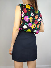 Load image into Gallery viewer, The Silk Black Red Flower Sleeveless Vest | Vintage shiny print pattern cami tank top M
