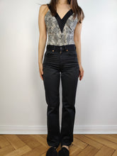Load image into Gallery viewer, The Levi&#39;s 417 Black Denim Flare Boot Cut | Vintage Sta-Prest never iron jeans pants high mid waist flare XS W28 L32
