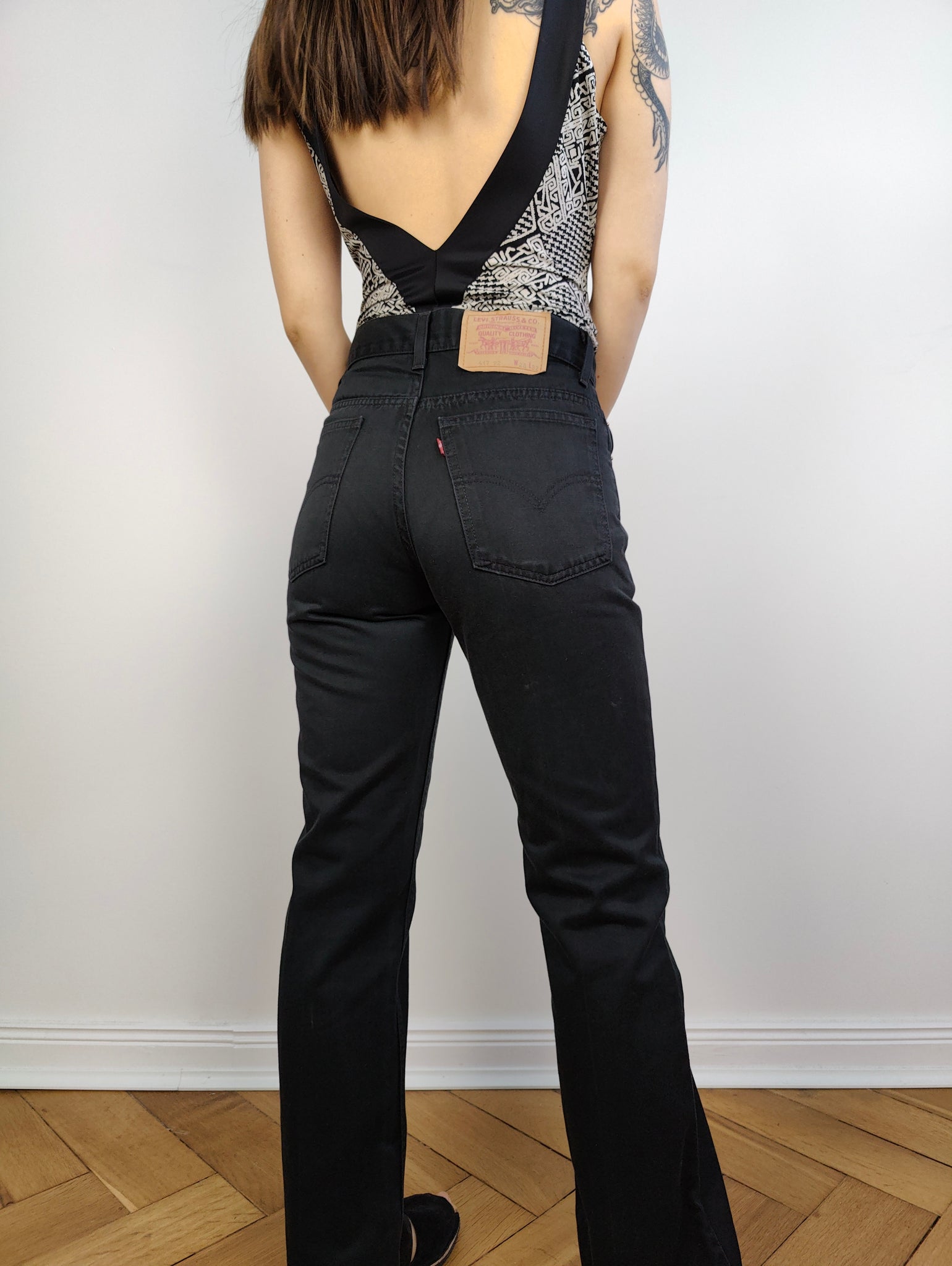 The Levi's 417 Black Denim Flare Boot Cut | Vintage Sta-Prest