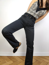 Load image into Gallery viewer, The Levi&#39;s 417 Black Denim Flare Boot Cut | Vintage Sta-Prest never iron jeans pants high mid waist flare XS W28 L32
