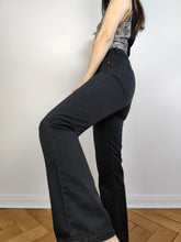 Load image into Gallery viewer, The Levi&#39;s 417 Black Denim Flare Boot Cut | Vintage Sta-Prest never iron jeans pants high mid waist flare XS W28 L32
