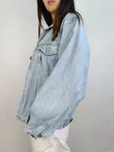 Load image into Gallery viewer, The Light Blue Mash Denim Trucker Jacket | Vintage 80s made in Italy light blue jeans women M-L unisex men M
