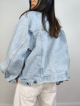 Load image into Gallery viewer, The Light Blue Mash Denim Trucker Jacket | Vintage 80s made in Italy light blue jeans women M-L unisex men M
