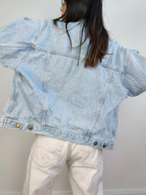Load image into Gallery viewer, The Light Blue Mash Denim Trucker Jacket | Vintage 80s made in Italy light blue jeans women M-L unisex men M

