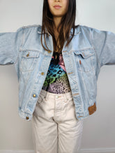 Load image into Gallery viewer, The Light Blue Mash Denim Trucker Jacket | Vintage 80s made in Italy light blue jeans women M-L unisex men M
