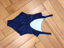 Load image into Gallery viewer, The Swimming Suit Navy Blue White | Vintage second hand Las Olindas bathing swim wear body top S-M
