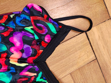 Load image into Gallery viewer, The Swimming Suit Rainbow Leopard Pattern | Vintage second hand bathing swim wear body top Bluepoint print black pink made in Greece DE40 US12 M
