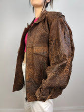 Load image into Gallery viewer, The Leather Dark Brown Biker Jacket | Vintage 90s genuine leather bomber jacket L-XL
