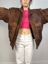 Load image into Gallery viewer, The Leather Dark Brown Biker Jacket | Vintage 90s genuine leather bomber jacket L-XL
