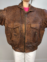 Load image into Gallery viewer, The Leather Dark Brown Biker Jacket | Vintage 90s genuine leather bomber jacket L-XL
