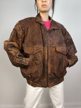 Load image into Gallery viewer, The Leather Dark Brown Biker Jacket | Vintage 90s genuine leather bomber jacket L-XL
