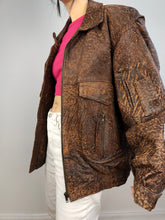 Load image into Gallery viewer, The Leather Dark Brown Biker Jacket | Vintage 90s genuine leather bomber jacket L-XL
